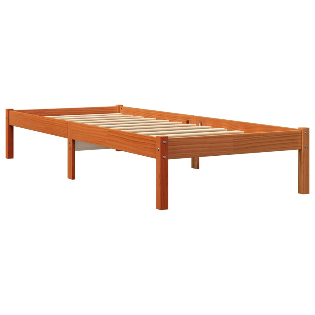 sengeramme uden madras 90x190 cm massivt fyrretræ gyldenbrun