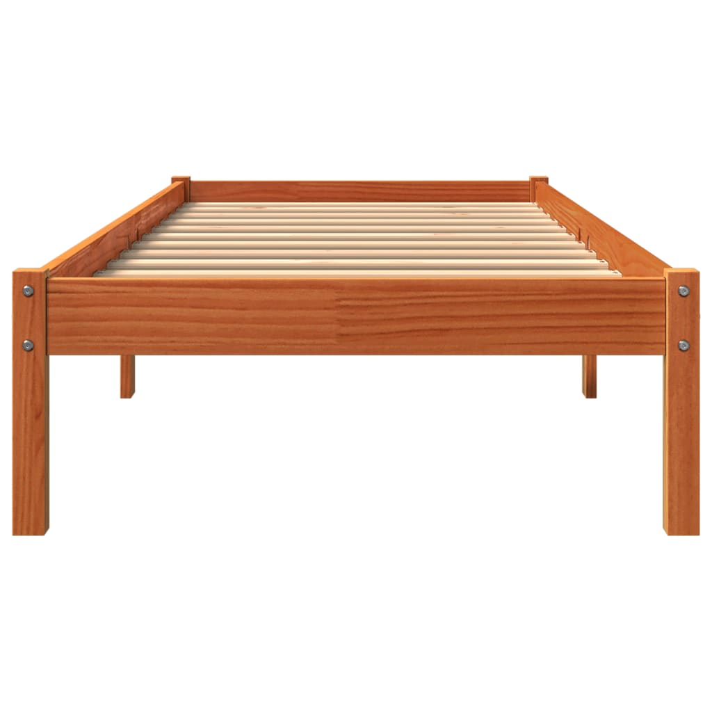 sengeramme uden madras 90x190 cm massivt fyrretræ gyldenbrun