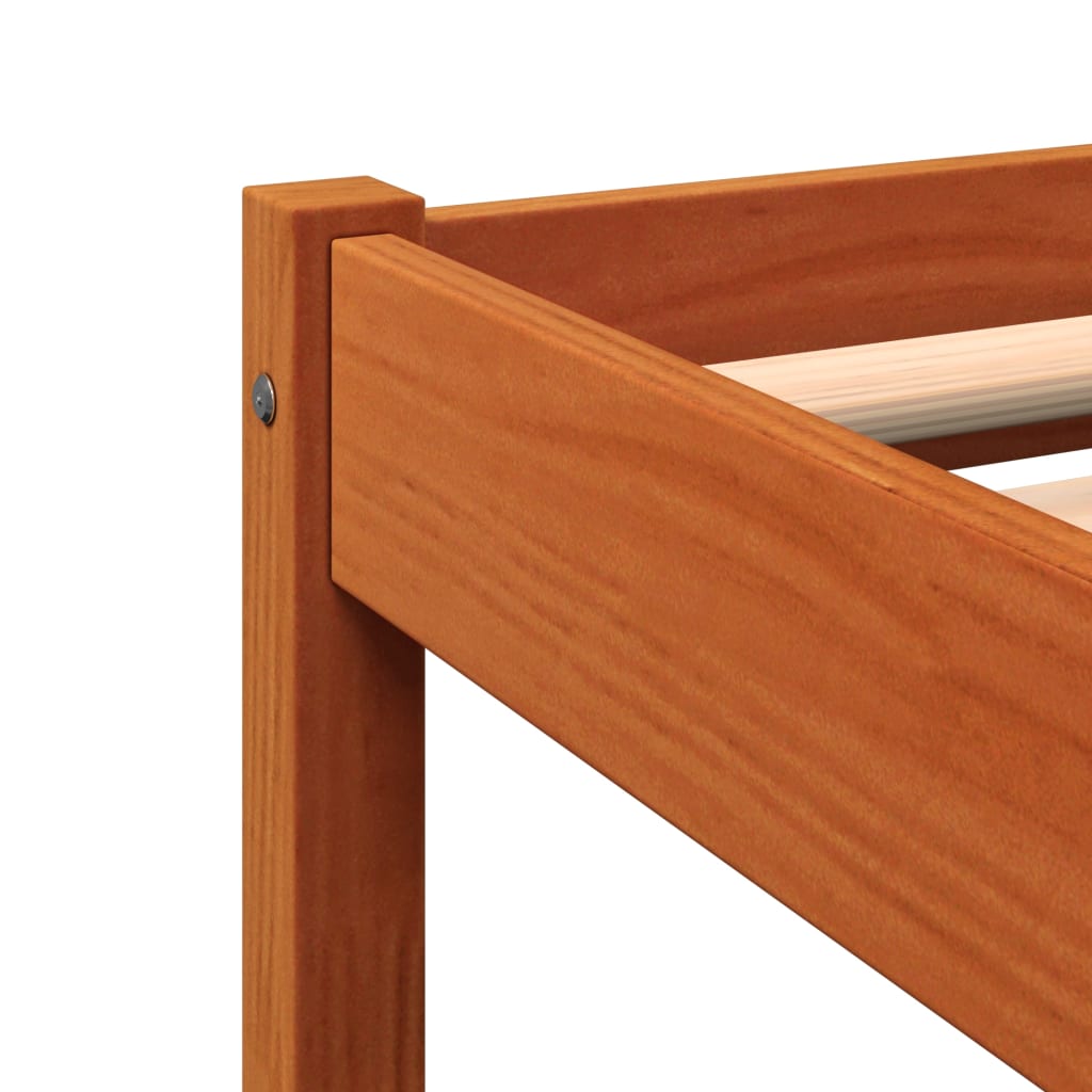 sengeramme uden madras 135x190 cm massivt fyrretræ brun