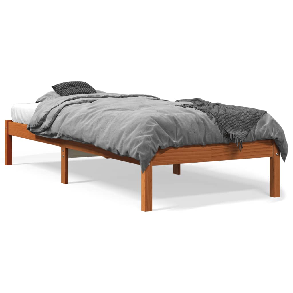 sengeramme uden madras 90x200 cm massivt fyrretræ gyldenbrun