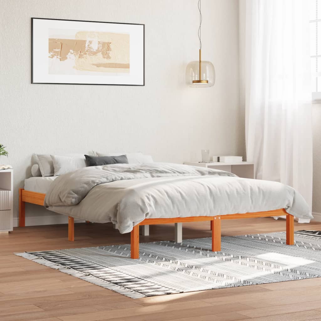 sengeramme uden madras 120x200 cm massivt fyrretræ gyldenbrun