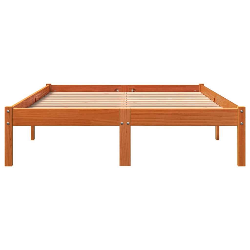 sengeramme uden madras 140x200 cm massivt fyr gyldenbrun