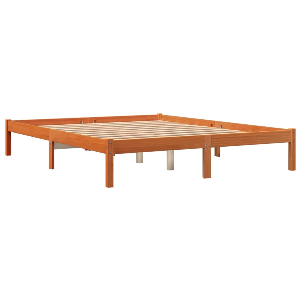 sengeramme uden madras 150x200 cm massivt fyrretræ gyldenbrun