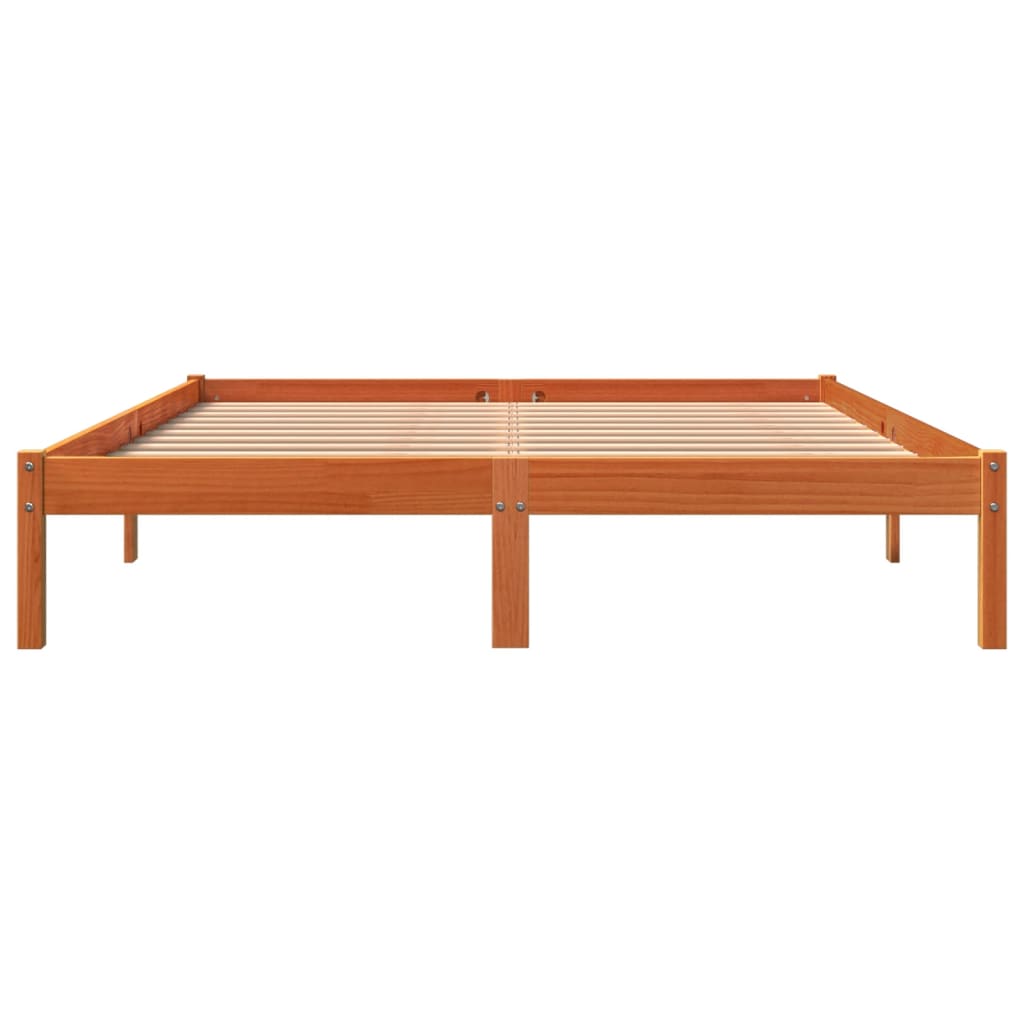 sengeramme uden madras 150x200 cm massivt fyrretræ gyldenbrun