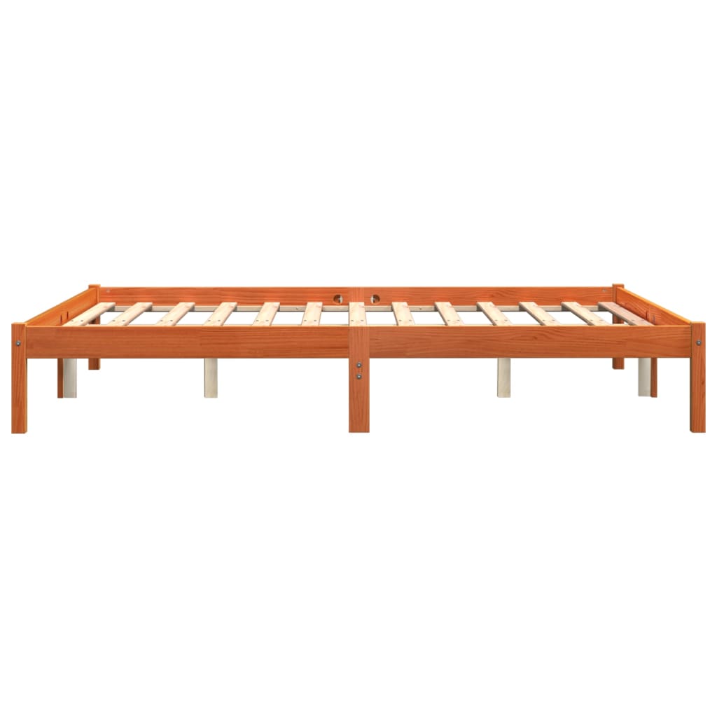 sengeramme uden madras 150x200 cm massivt fyrretræ gyldenbrun