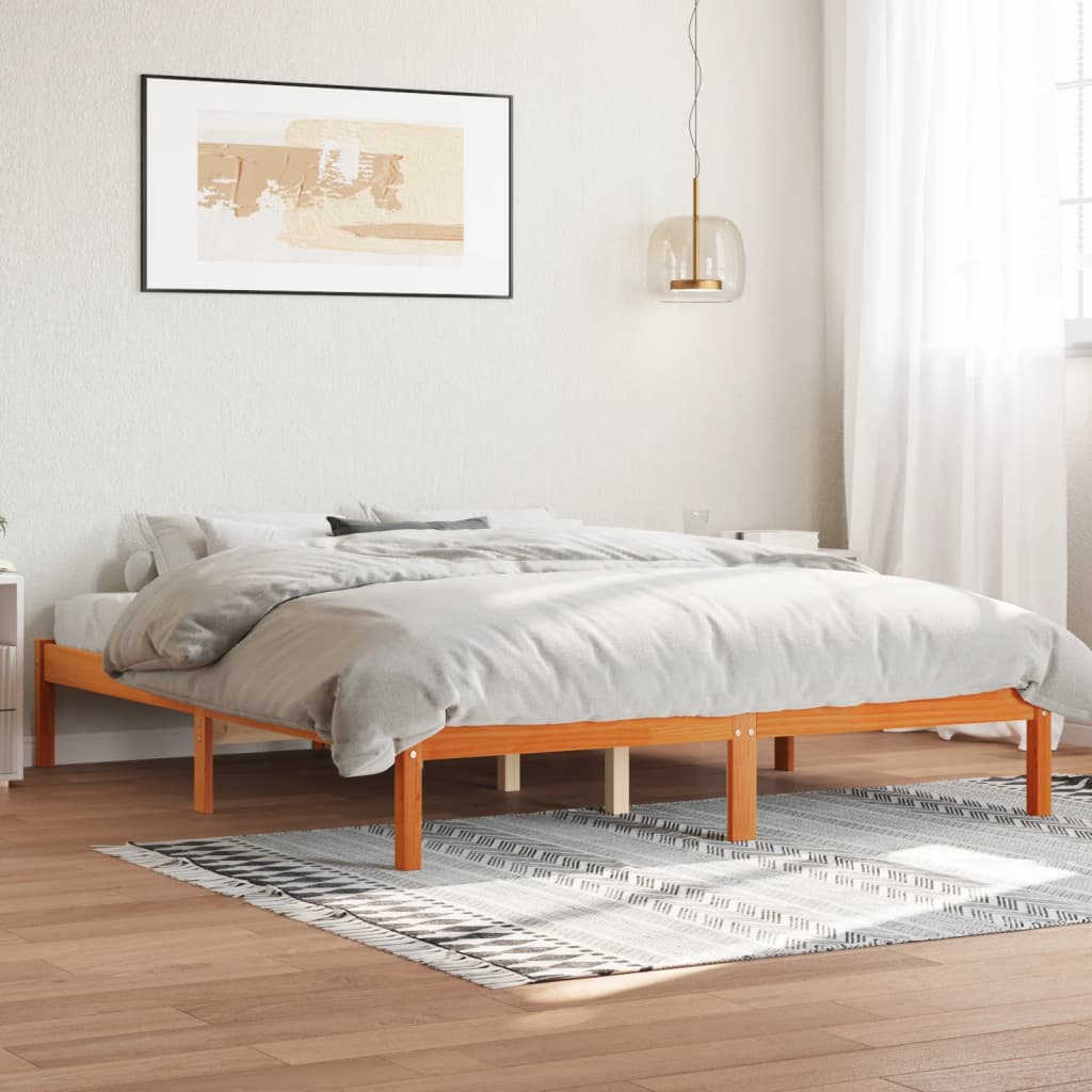 sengeramme uden madras 150x200 cm massivt fyrretræ gyldenbrun