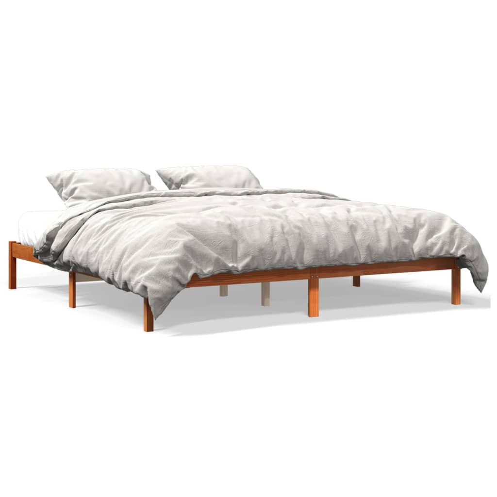 sengeramme uden madras 200x200 cm massivt fyrretræ gyldenbrun
