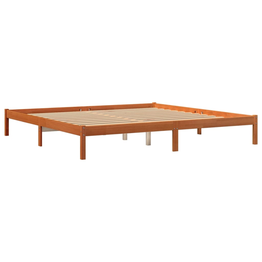 sengeramme uden madras 200x200 cm massivt fyrretræ gyldenbrun