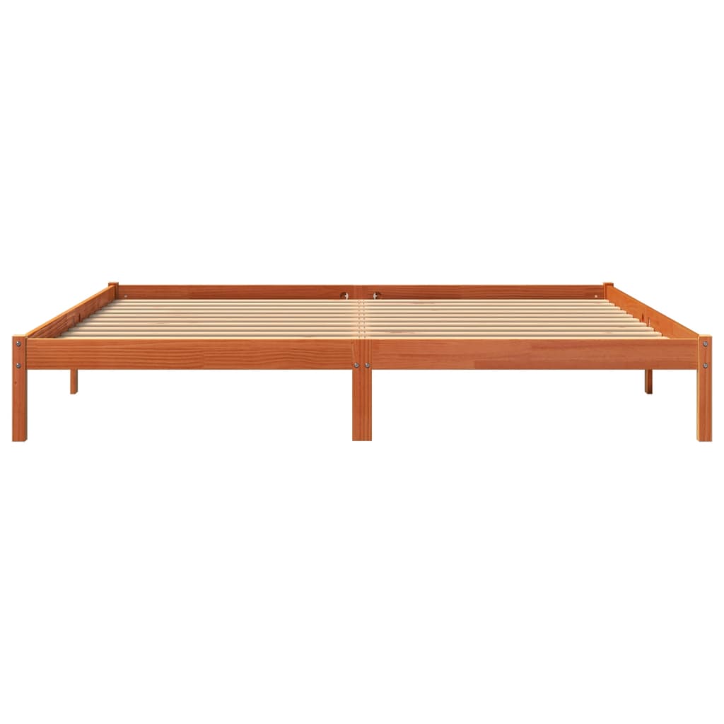 sengeramme uden madras 200x200 cm massivt fyrretræ gyldenbrun