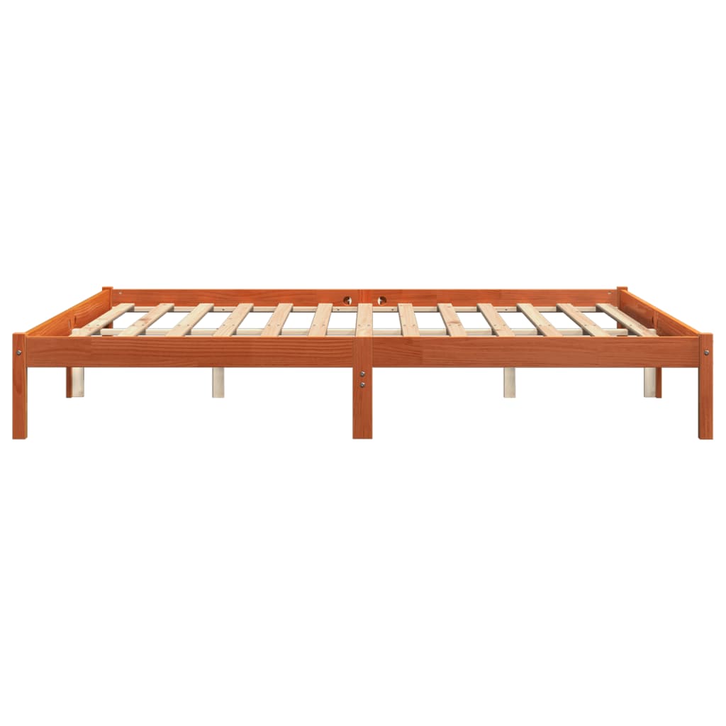 sengeramme uden madras 200x200 cm massivt fyrretræ gyldenbrun