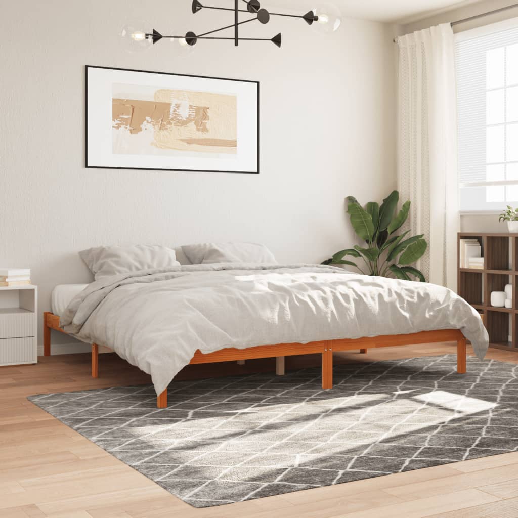 sengeramme uden madras 200x200 cm massivt fyrretræ gyldenbrun