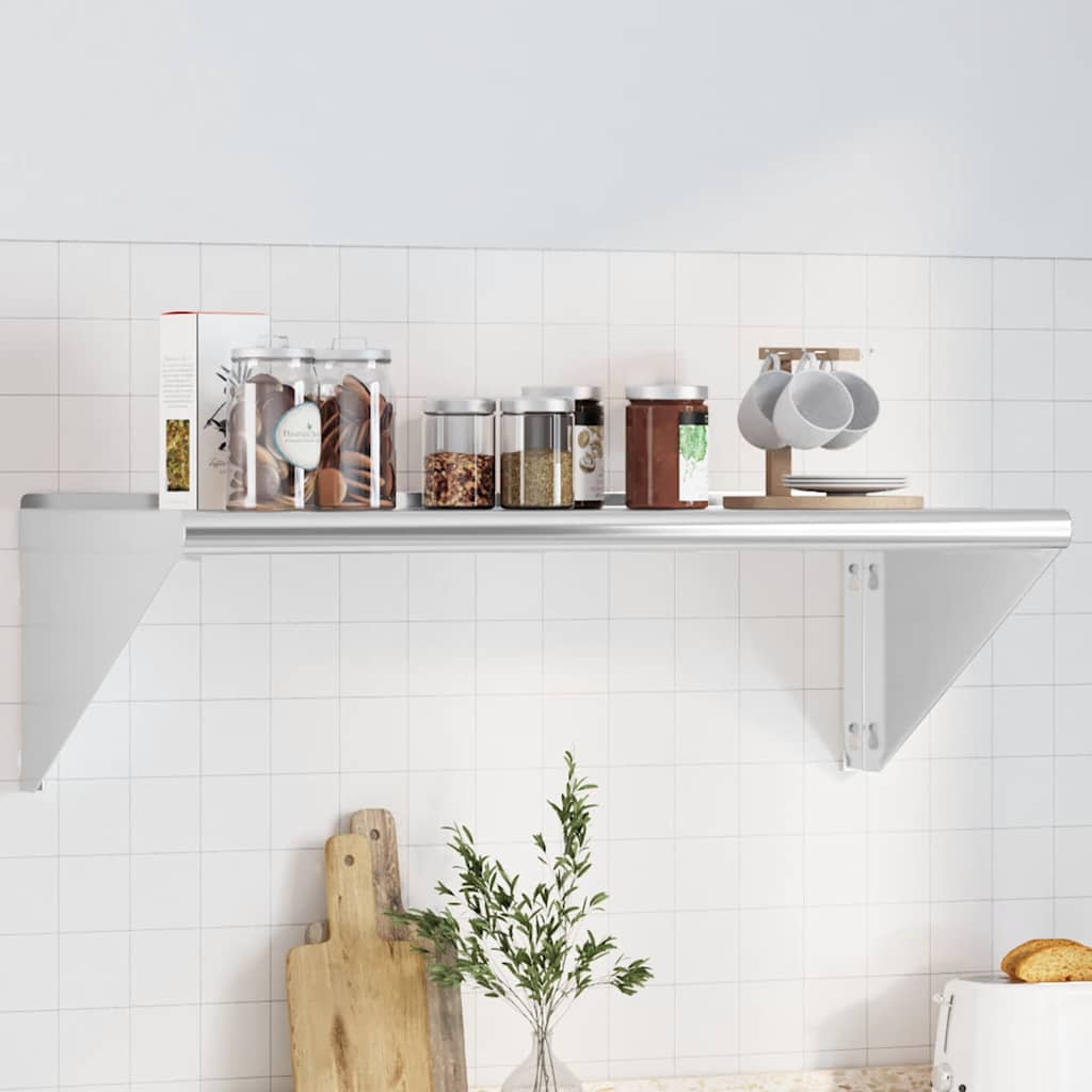 væghylde 100x45x31 cm rustfrit stål sølvfarvet