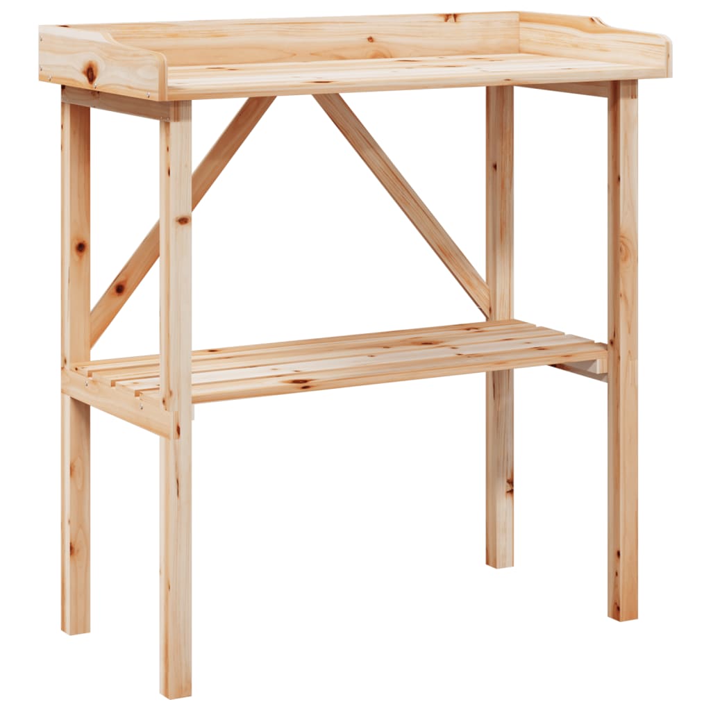 plantebord med hylde 78x38x82,5 cm massivt grantræ