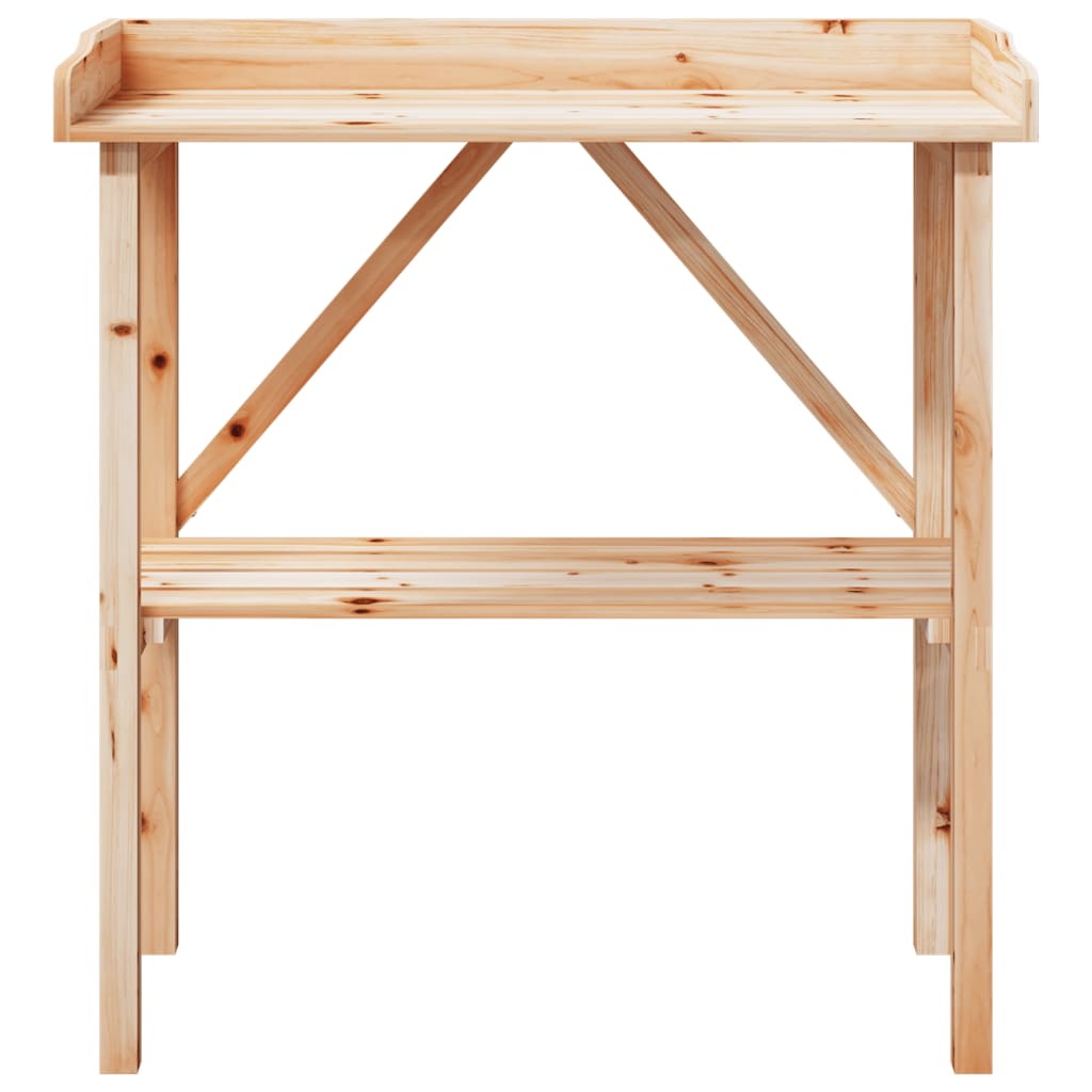 plantebord med hylde 78x38x82,5 cm massivt grantræ