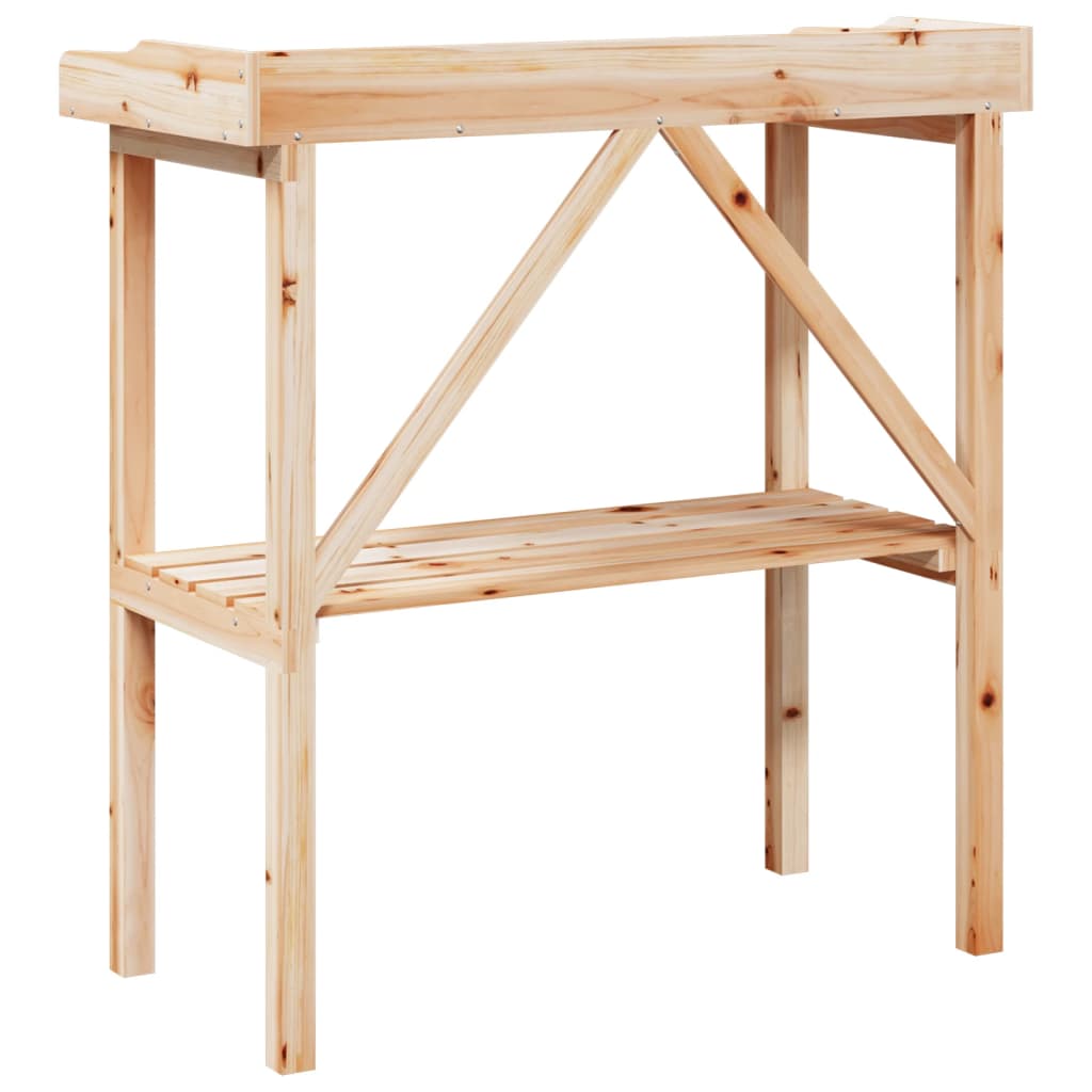 plantebord med hylde 78x38x82,5 cm massivt grantræ