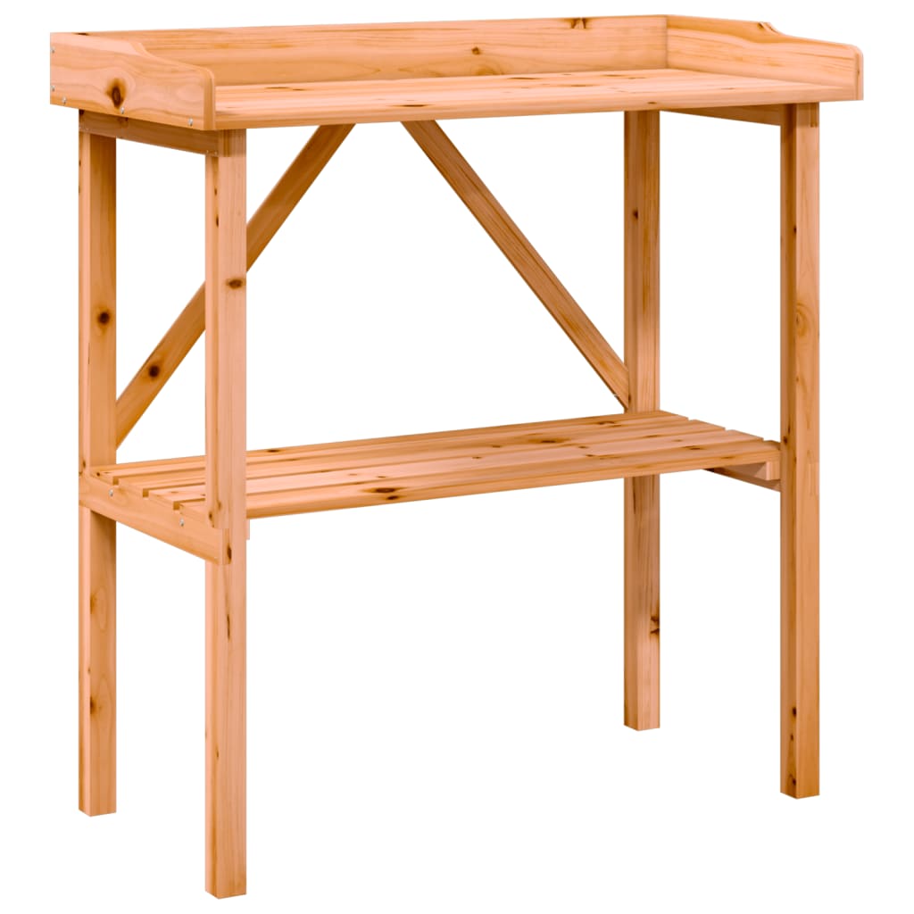 plantebord med hylde 78x38x82,5 cm massivt grantræ brun