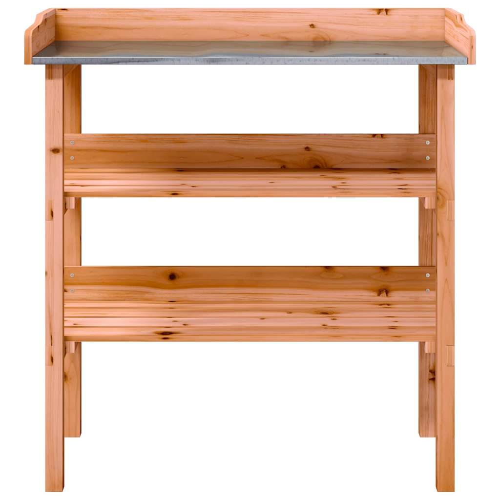 plantebord med hylder 78x38x82,5 cm massivt grantræ brun