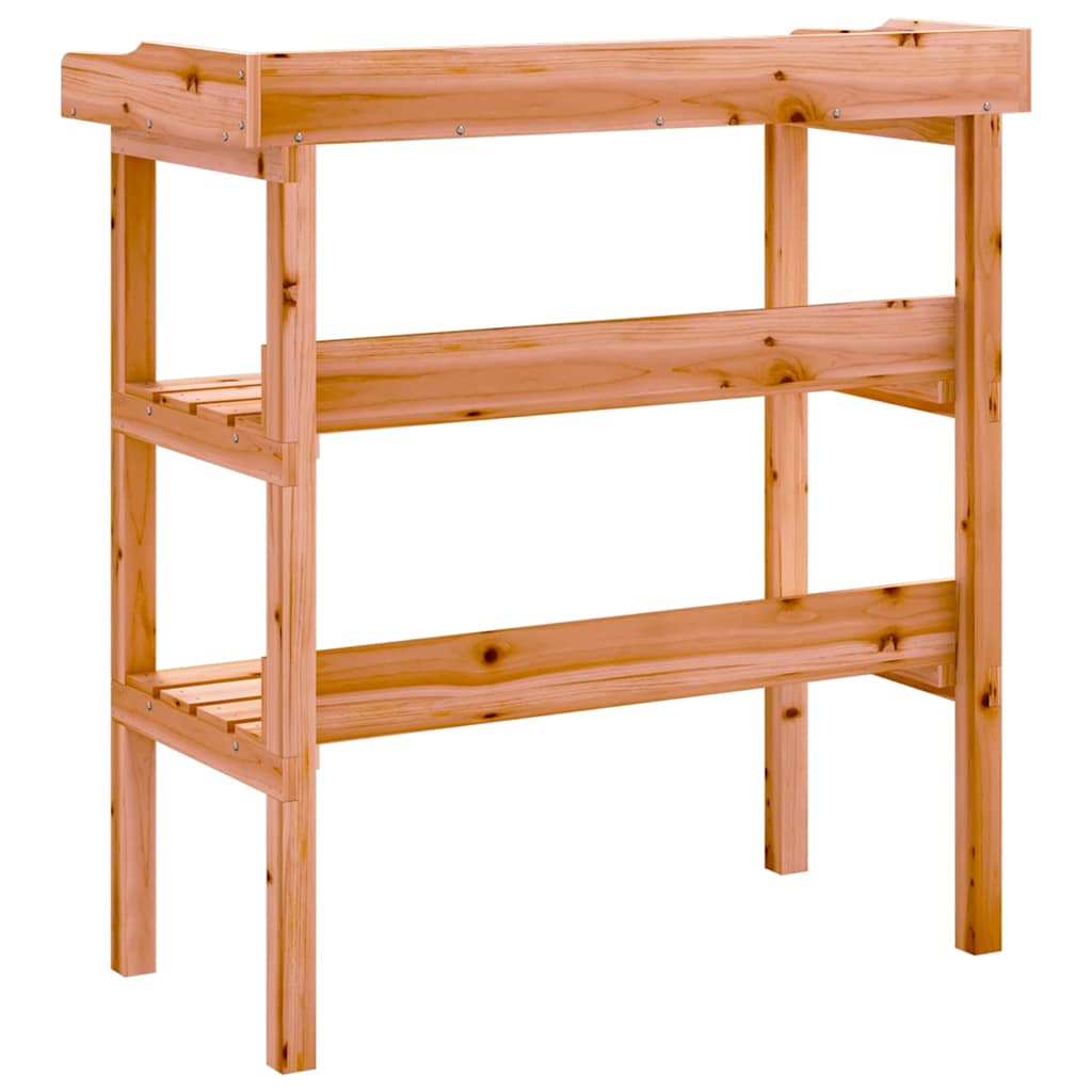 plantebord med hylder 78x38x82,5 cm massivt grantræ brun