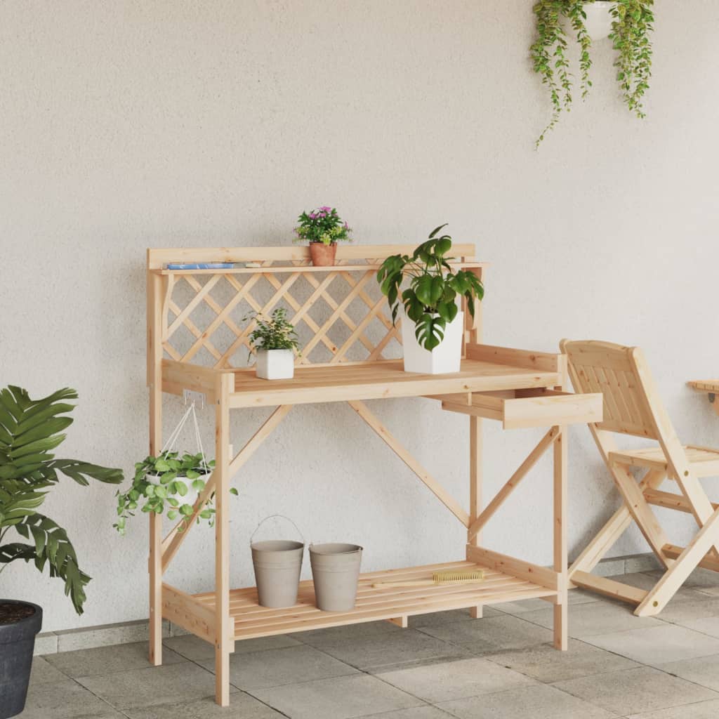 pottebord med espalier massivt fyrretræ