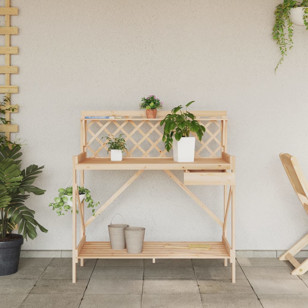 pottebord med espalier massivt fyrretræ