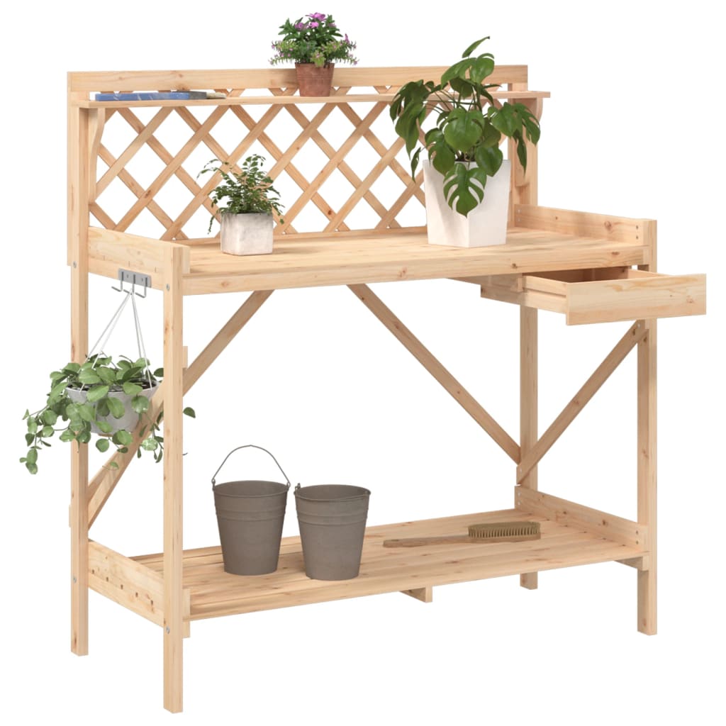 pottebord med espalier massivt fyrretræ