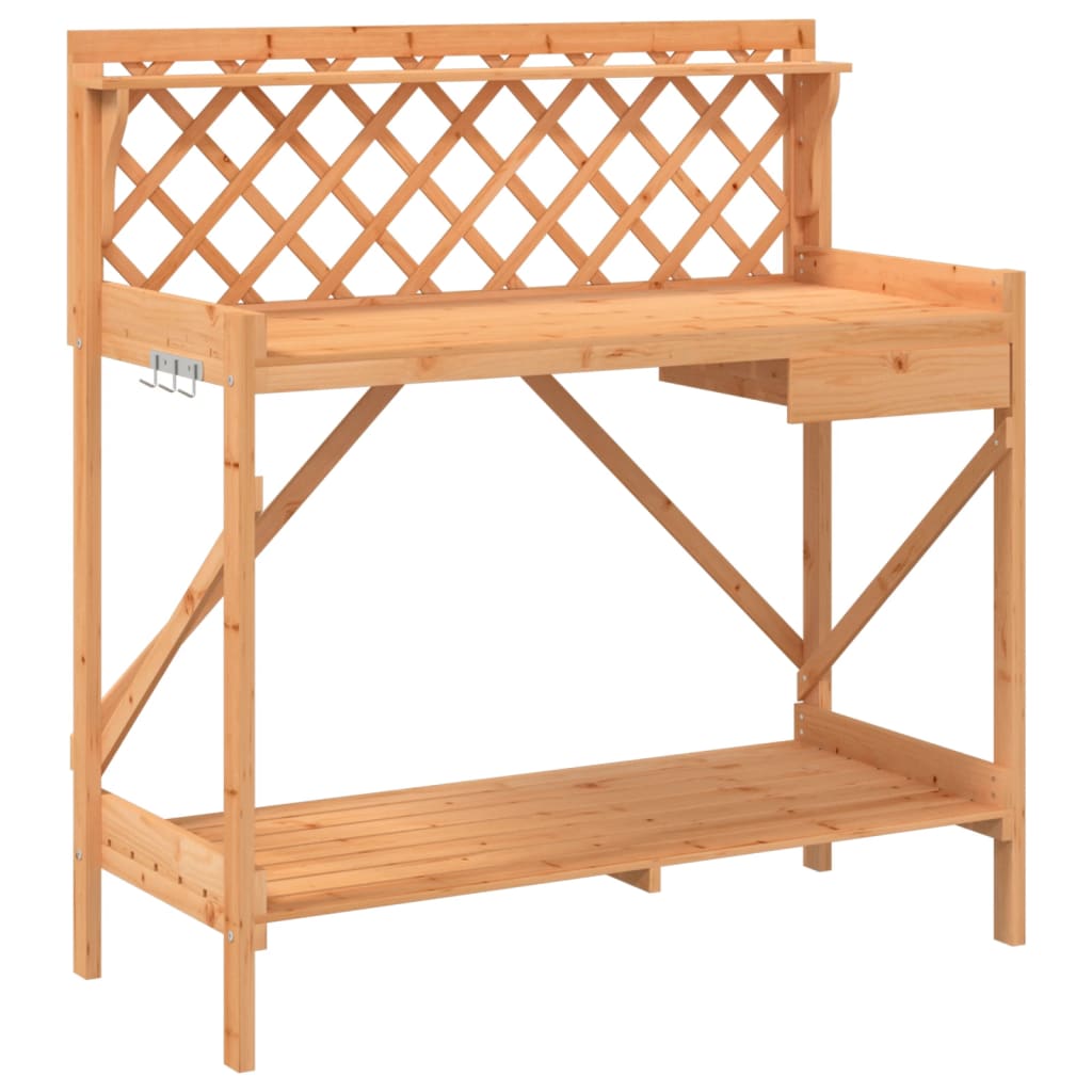 pottebord med espalier massivt fyrretræ brun