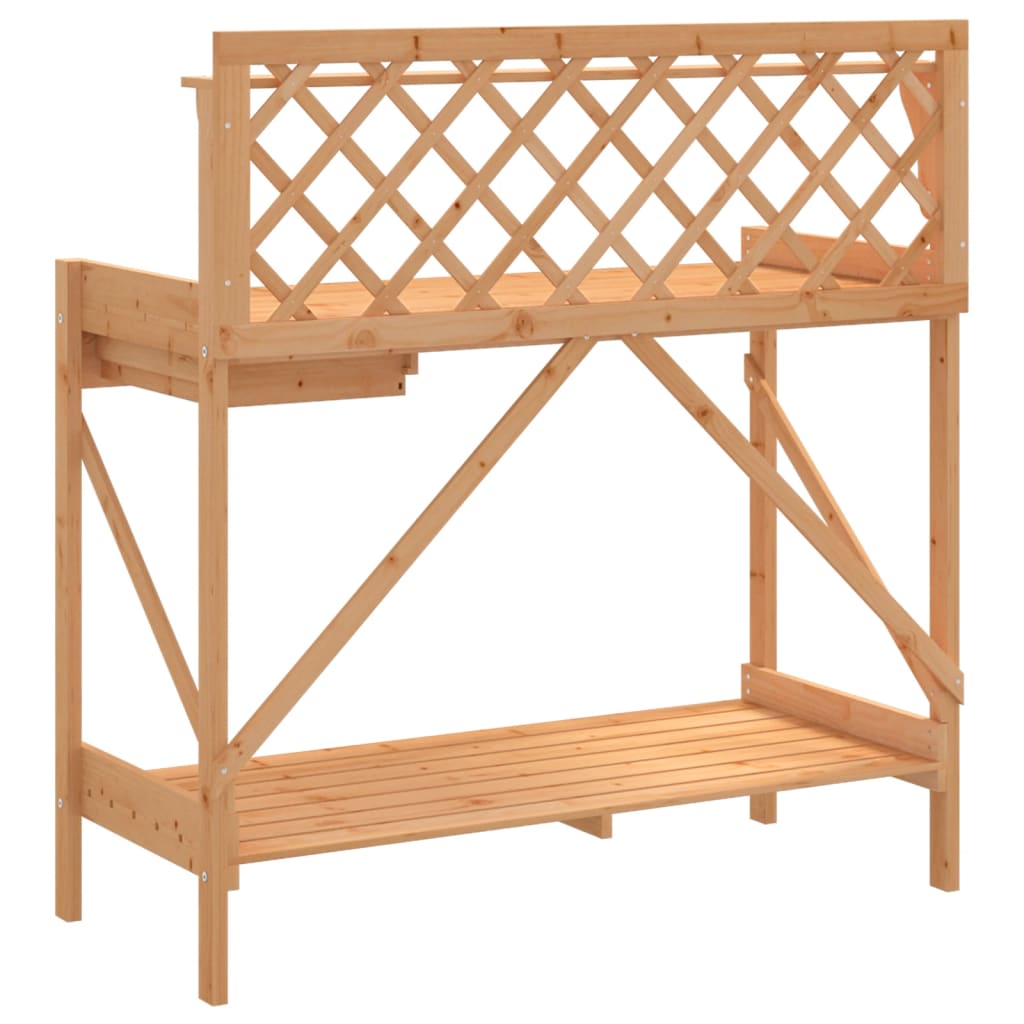 pottebord med espalier massivt fyrretræ brun