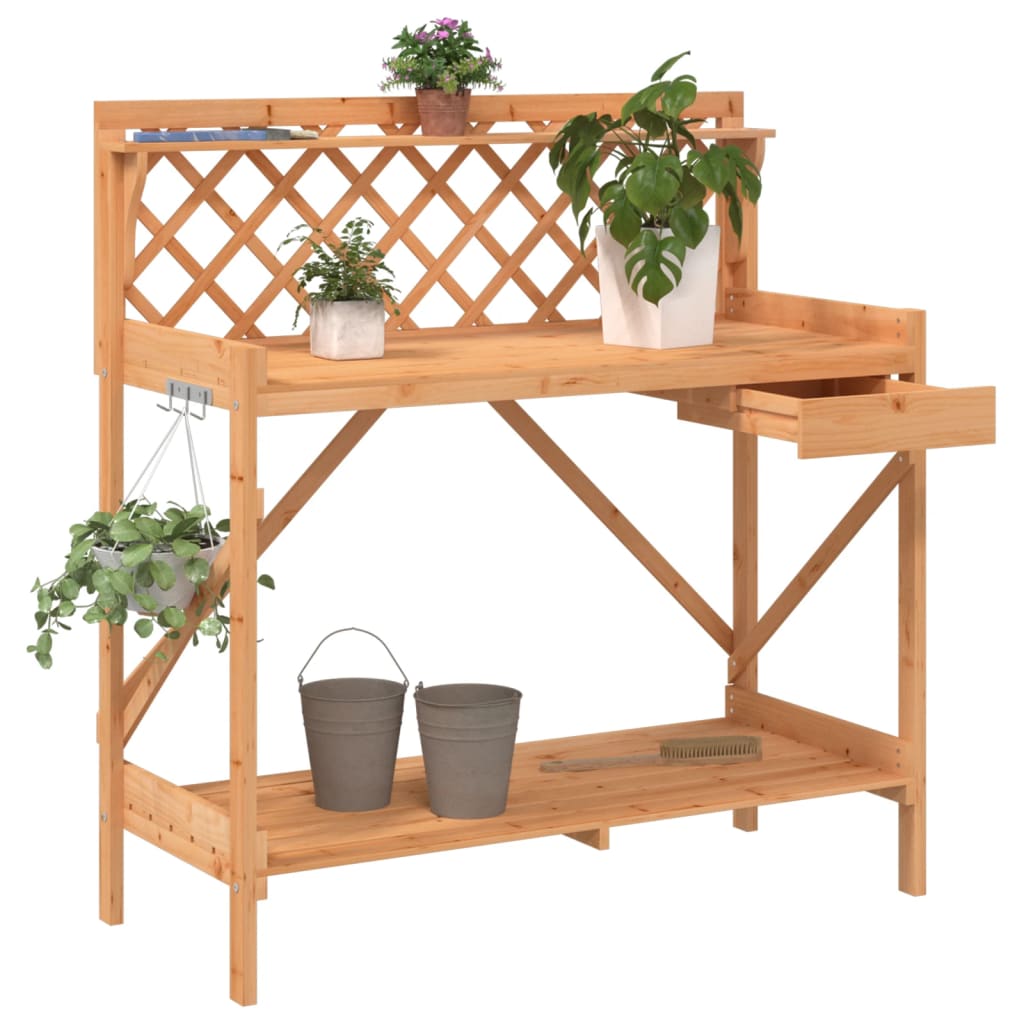 pottebord med espalier massivt fyrretræ brun
