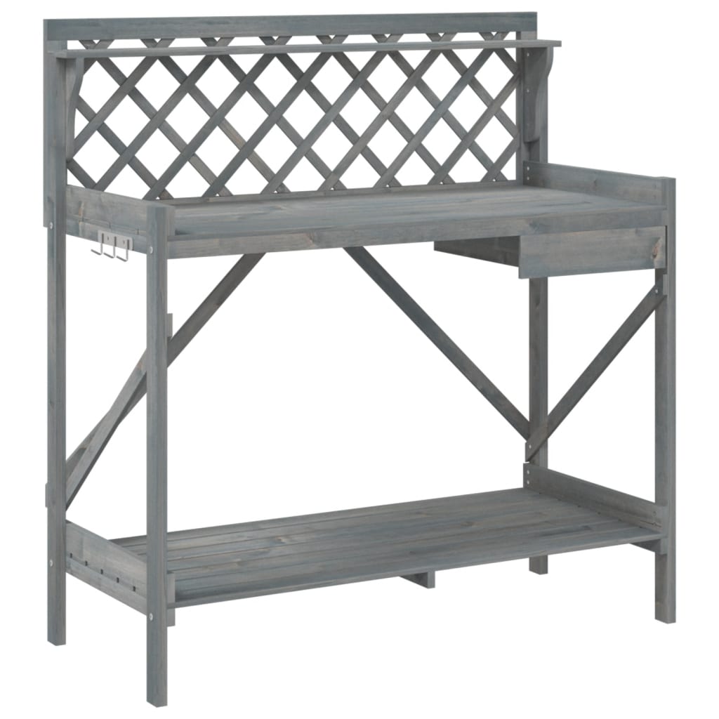 pottebord med espalier massivt fyrretræ grå