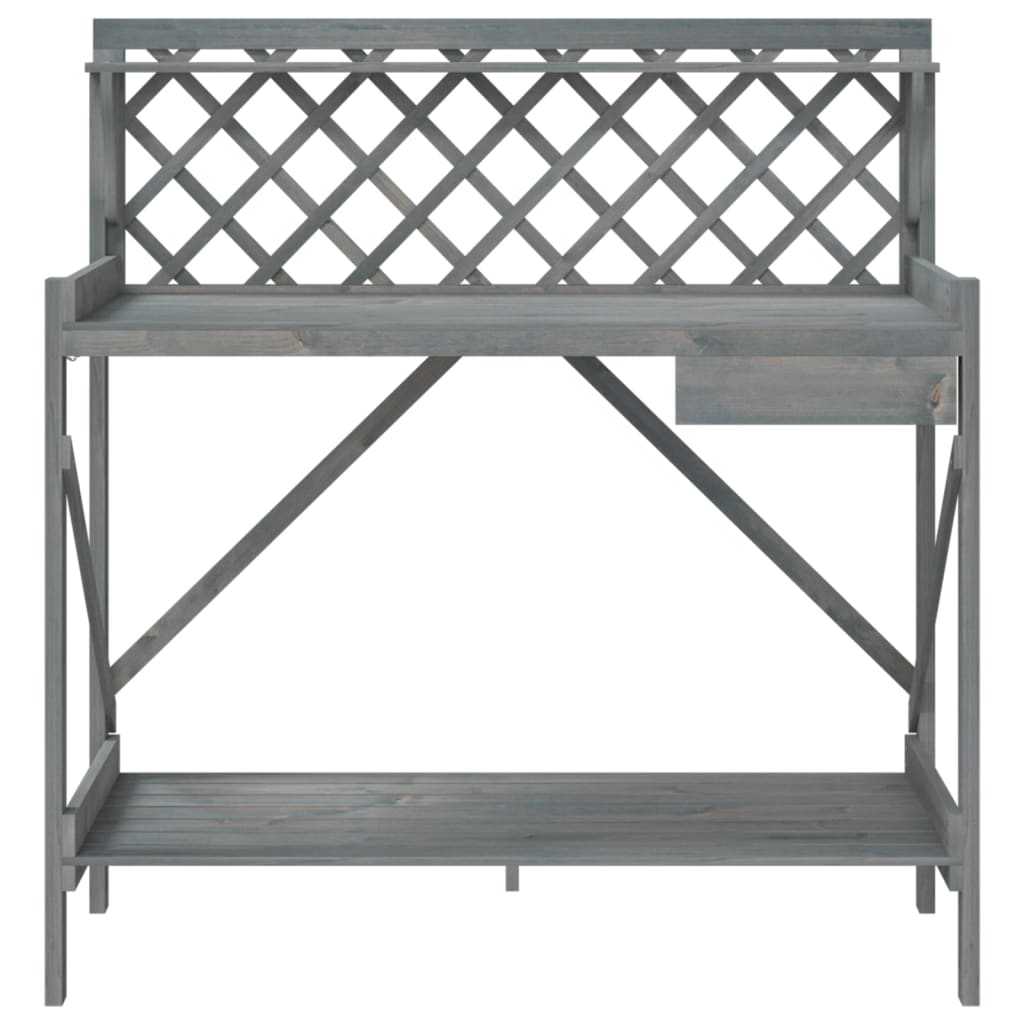 pottebord med espalier massivt fyrretræ grå
