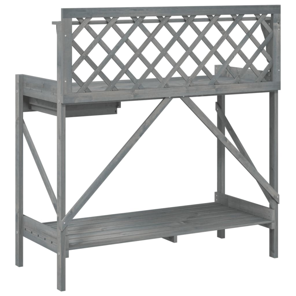 pottebord med espalier massivt fyrretræ grå