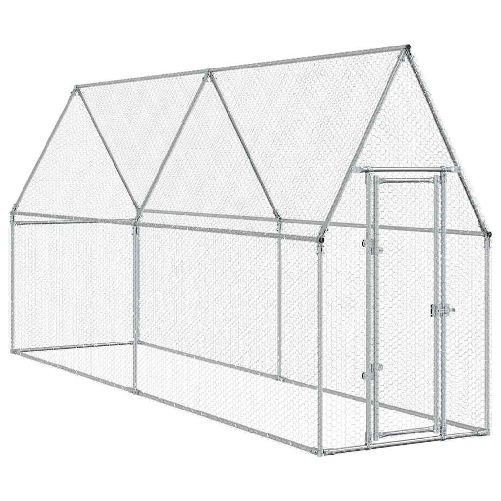 hønsehus 400x100x190 cm galvaniseret stål sølvfarvet