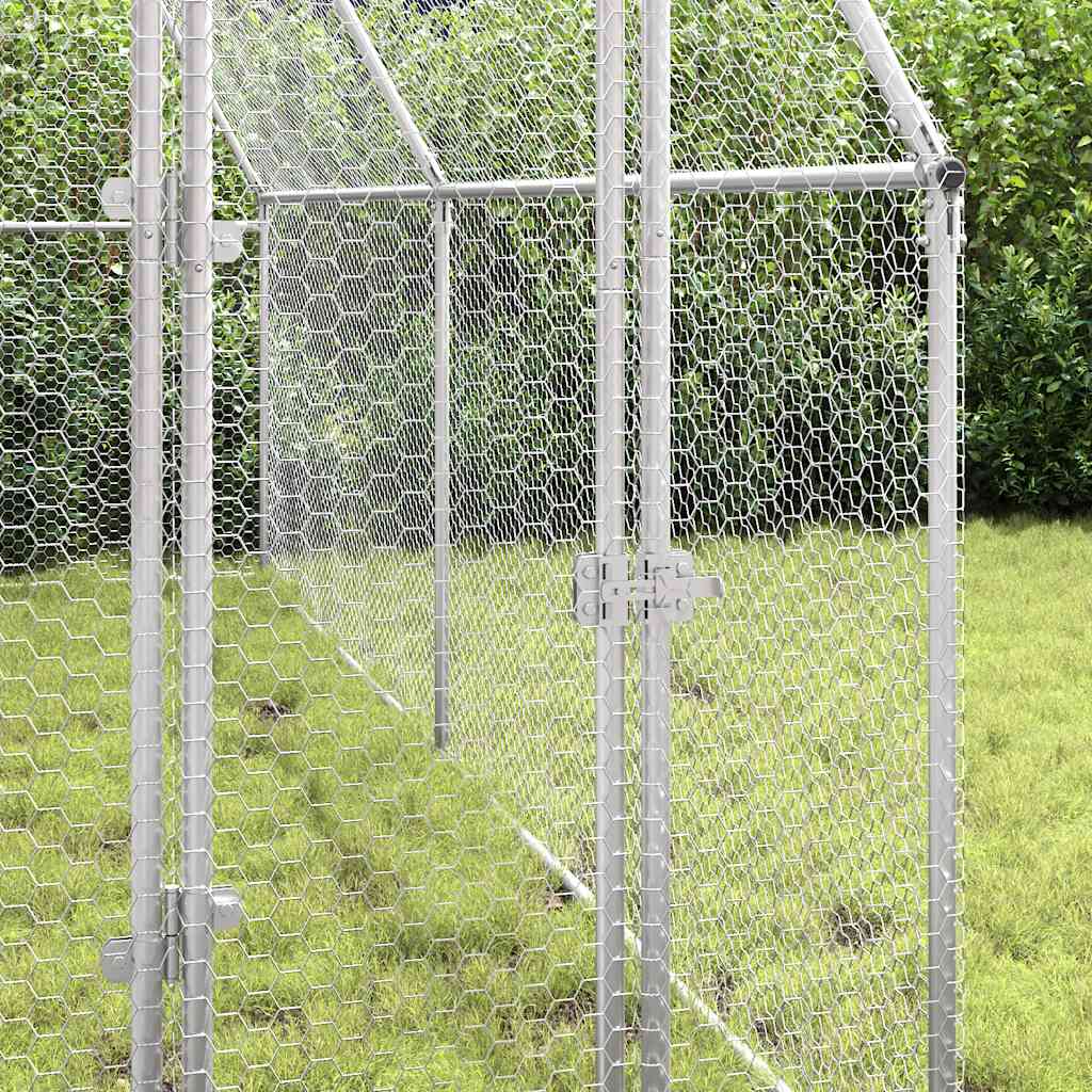 hønsehus 400x100x190 cm galvaniseret stål sølvfarvet