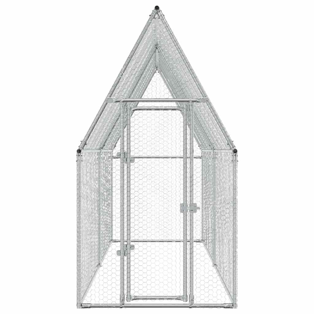 hønsehus 400x100x190 cm galvaniseret stål sølvfarvet