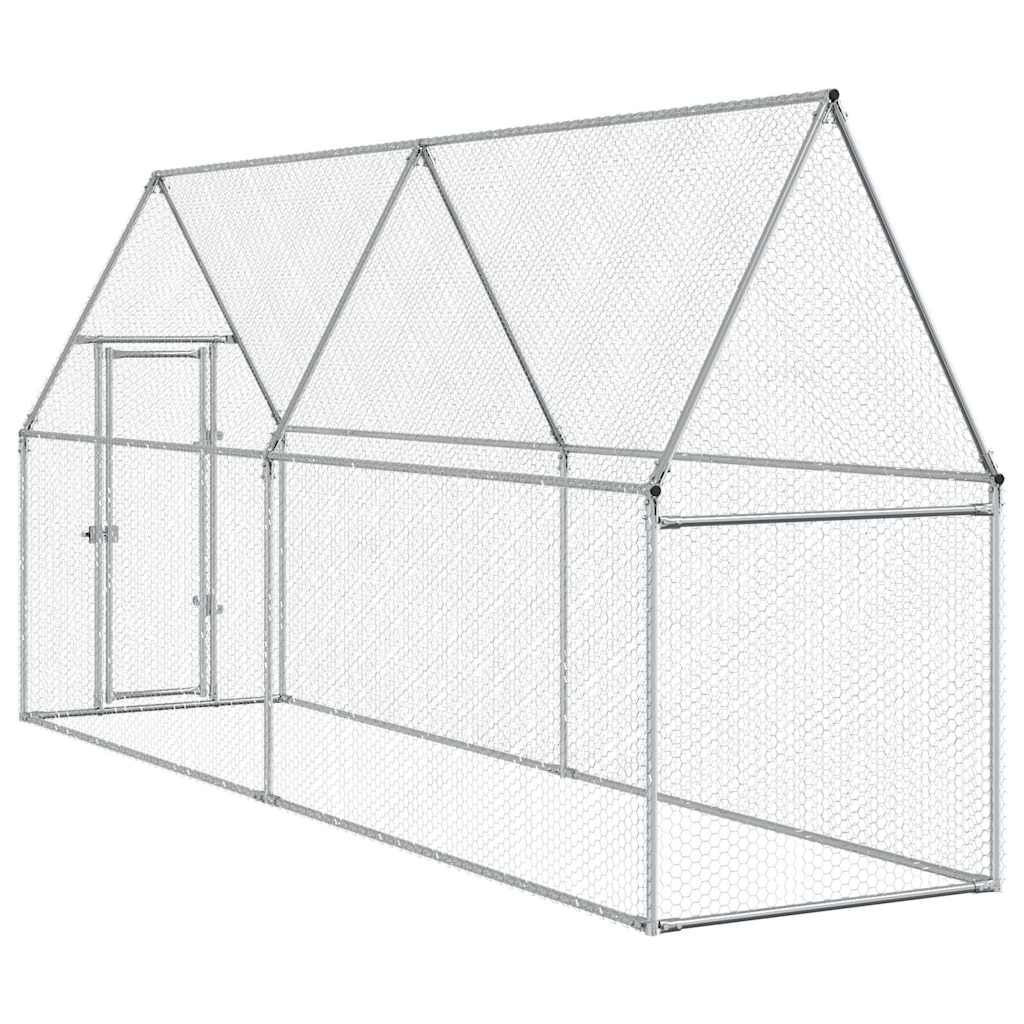 hønsehus 400x100x190 cm galvaniseret stål sølvfarvet