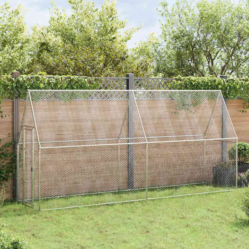 hønsehus 400x100x190 cm galvaniseret stål sølvfarvet