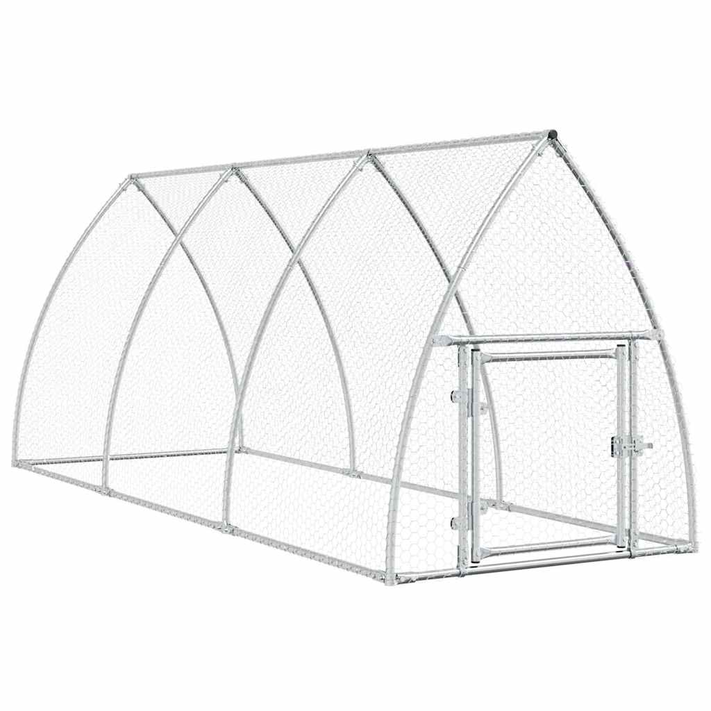 hønsehus 300x105x120 cm galvaniseret stål sølvfarvet