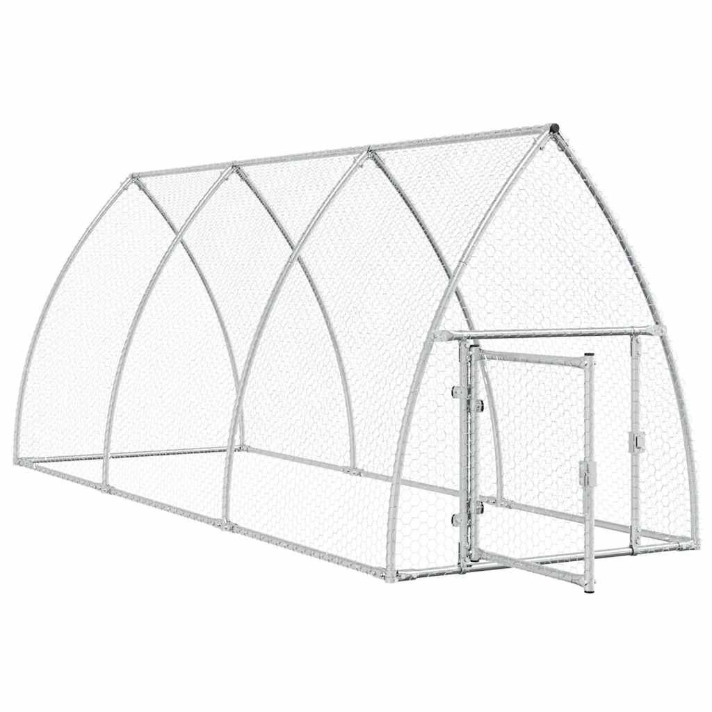 hønsehus 300x105x120 cm galvaniseret stål sølvfarvet