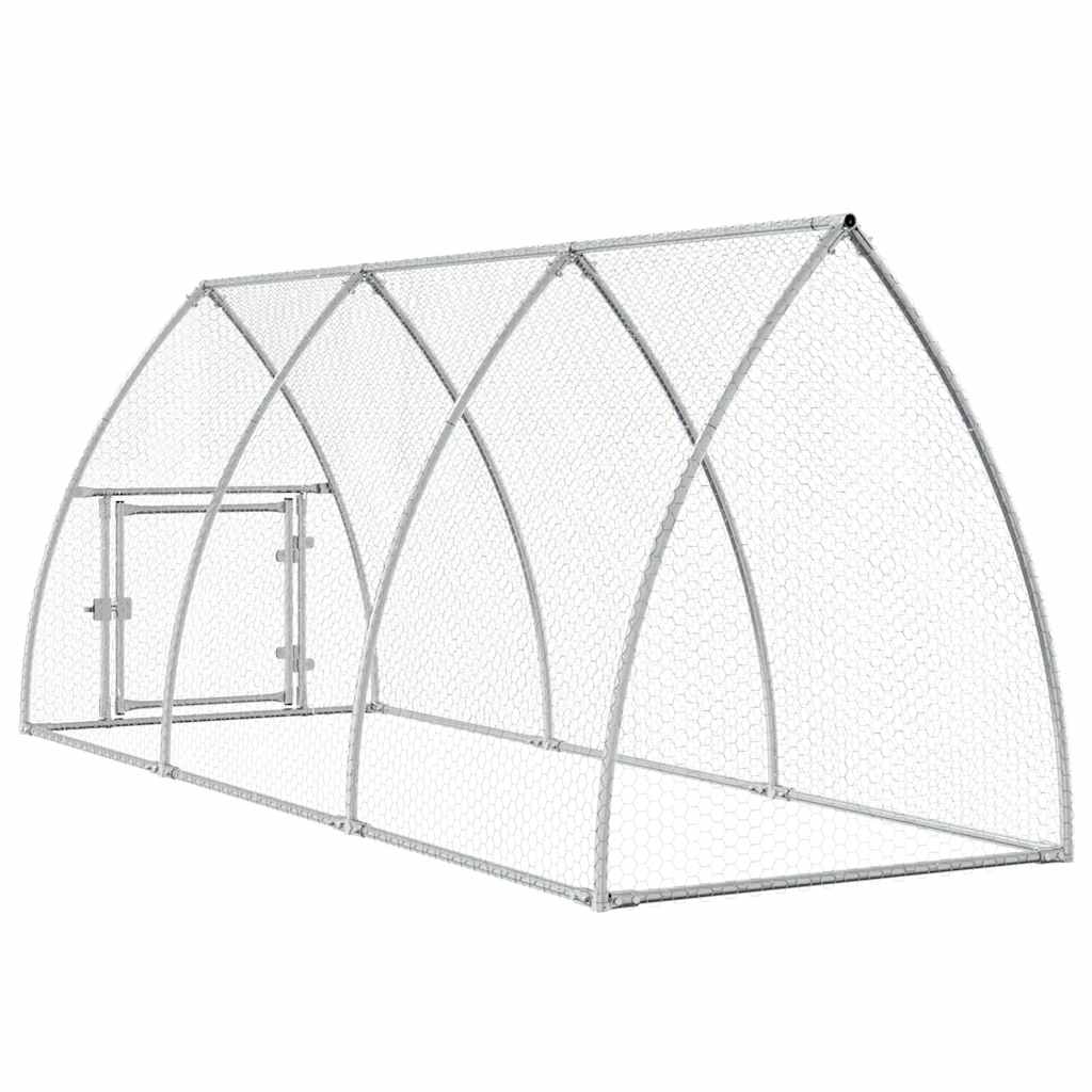 hønsehus 300x105x120 cm galvaniseret stål sølvfarvet