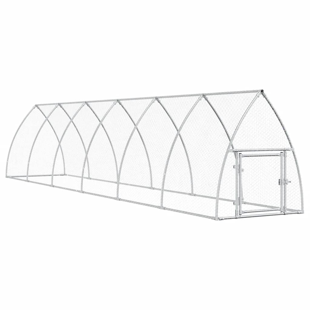 hønsehus 600x105x120 cm galvaniseret stål sølvfarvet