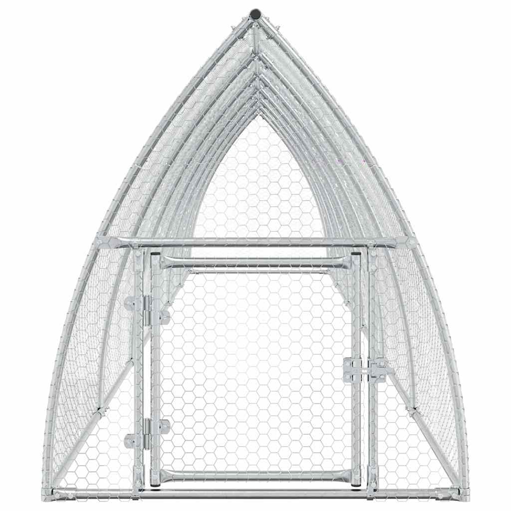hønsehus 600x105x120 cm galvaniseret stål sølvfarvet