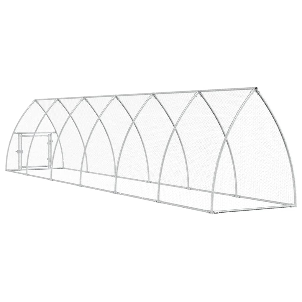 hønsehus 600x105x120 cm galvaniseret stål sølvfarvet