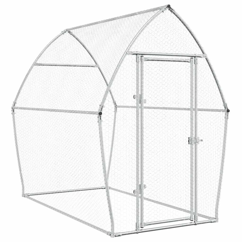 hønsehus 200x105x182 cm galvaniseret stål sølvfarvet