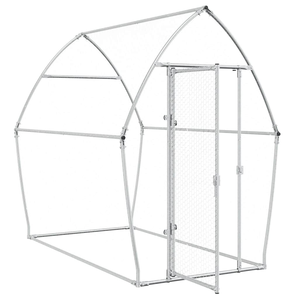 hønsehus 200x105x182 cm galvaniseret stål sølvfarvet