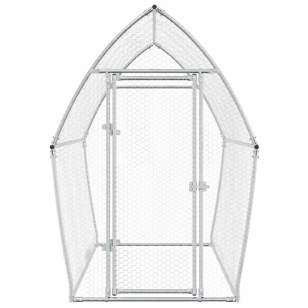 hønsehus 200x105x182 cm galvaniseret stål sølvfarvet