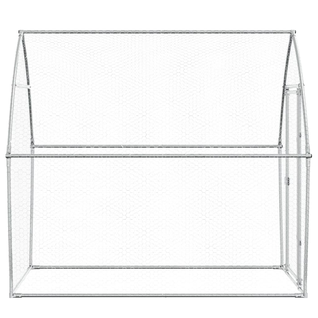 hønsehus 200x105x182 cm galvaniseret stål sølvfarvet