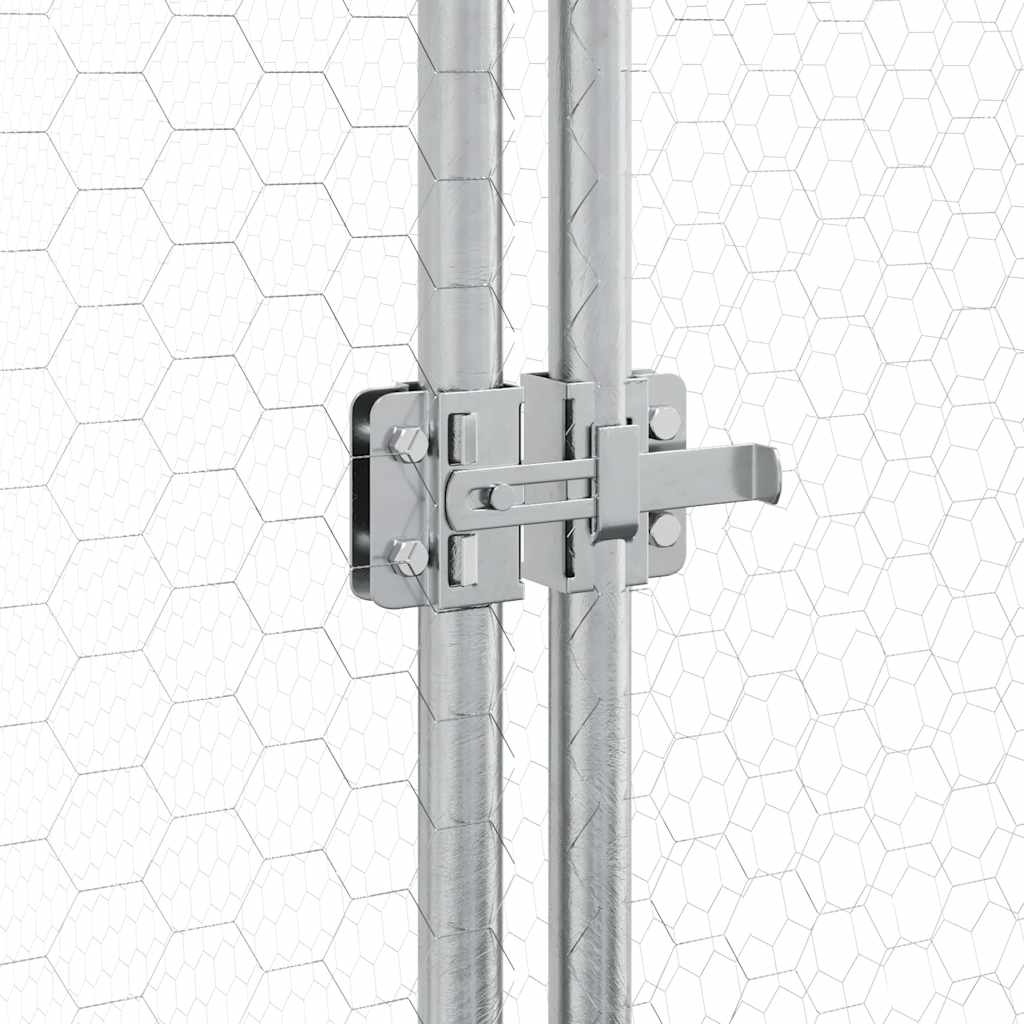 hønsehus 200x105x182 cm galvaniseret stål sølvfarvet