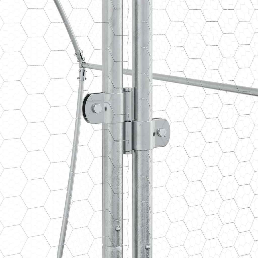 hønsehus 200x105x182 cm galvaniseret stål sølvfarvet