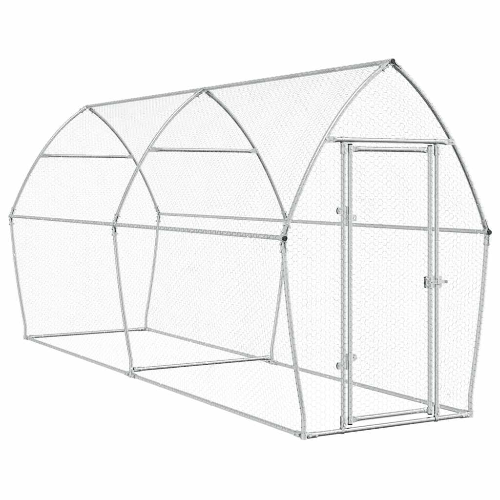 hønsehus 400x105x182 cm galvaniseret stål sølvfarvet