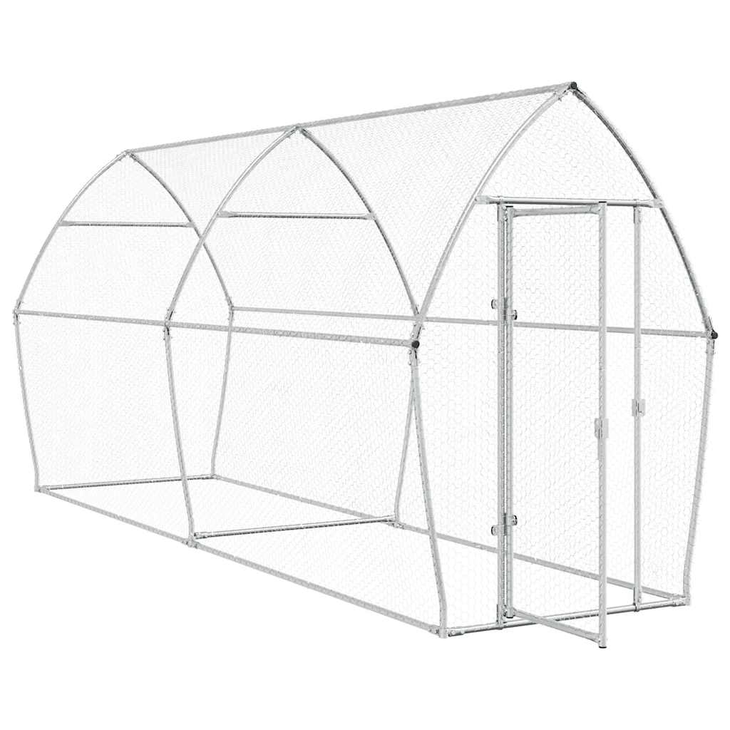 hønsehus 400x105x182 cm galvaniseret stål sølvfarvet